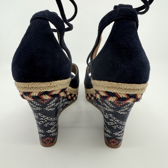 NEW‎ CABI ISLA SUEDE WEDGE ESPADRILLE AZTEC WOMEN 10 Ankle Tassel Nautical 6001 - Picture 8 of 16